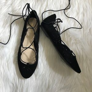 Black Nine West zavanna leather lace up flats